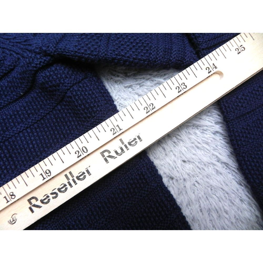 CHAPS Sweater Adult Large Navy Blue Mock Neck 1/4 Zip Cable Knit Outerwear Mens - Picture 5 of 7